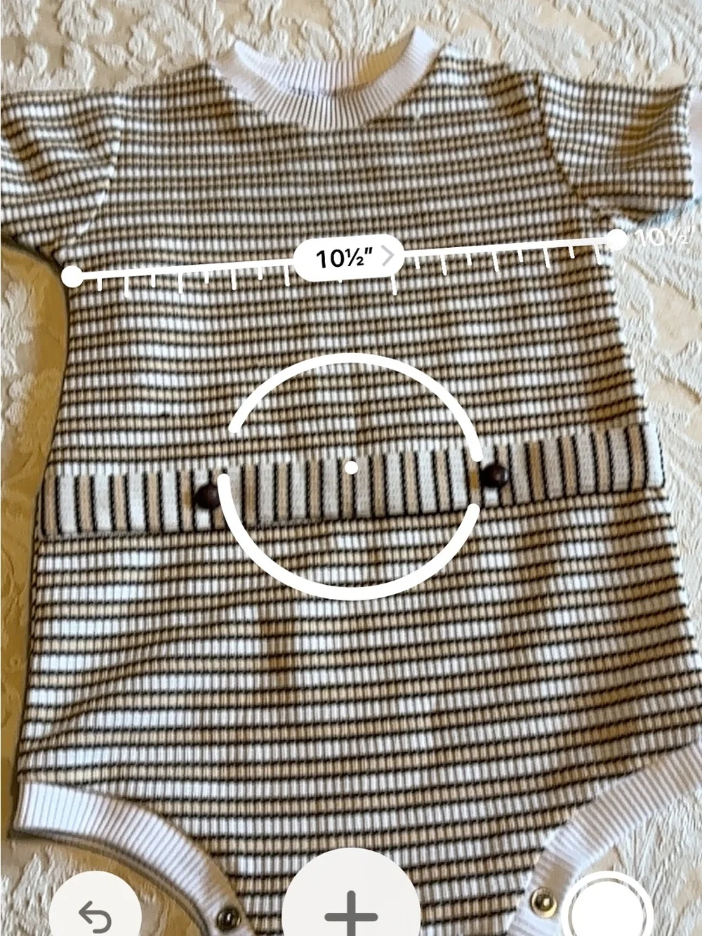 Striped Short-Sleeve Baby One-Piece in White and Black with Button Detail